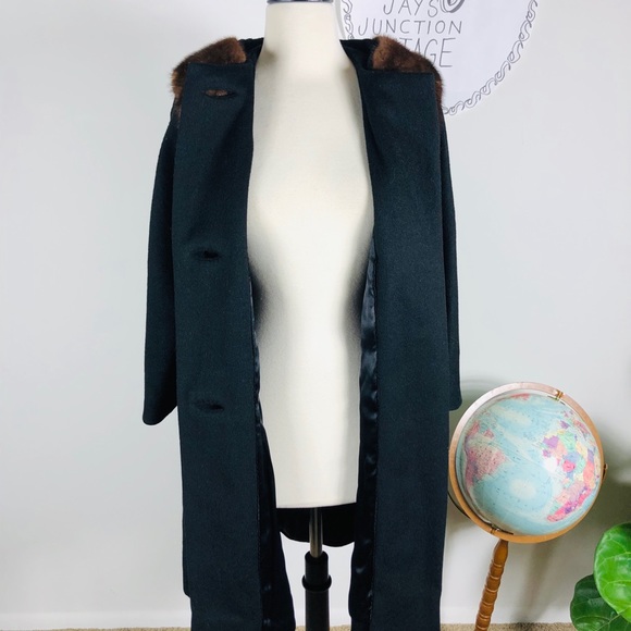 VTG 50's Mink Collar Wool Swing Coat - Picture 6 of 11